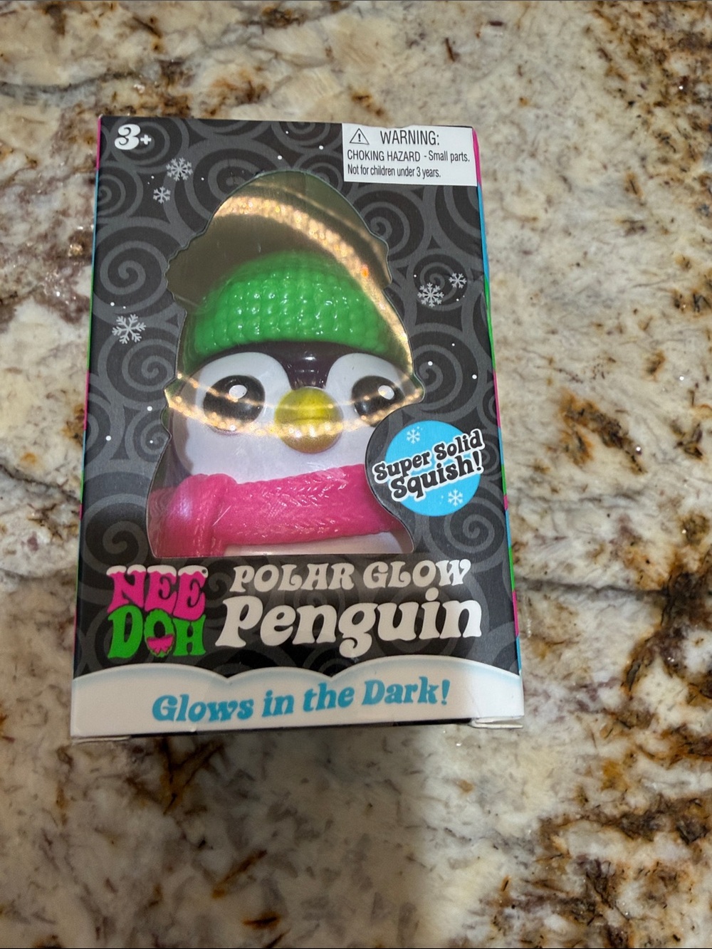 Authentic Needoh Polar Glow Penguin - Green & Pink Kids Squishy Toy